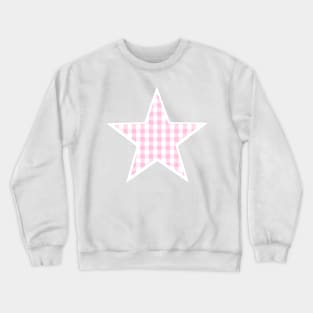 Soft Pink Gingham Star Crewneck Sweatshirt